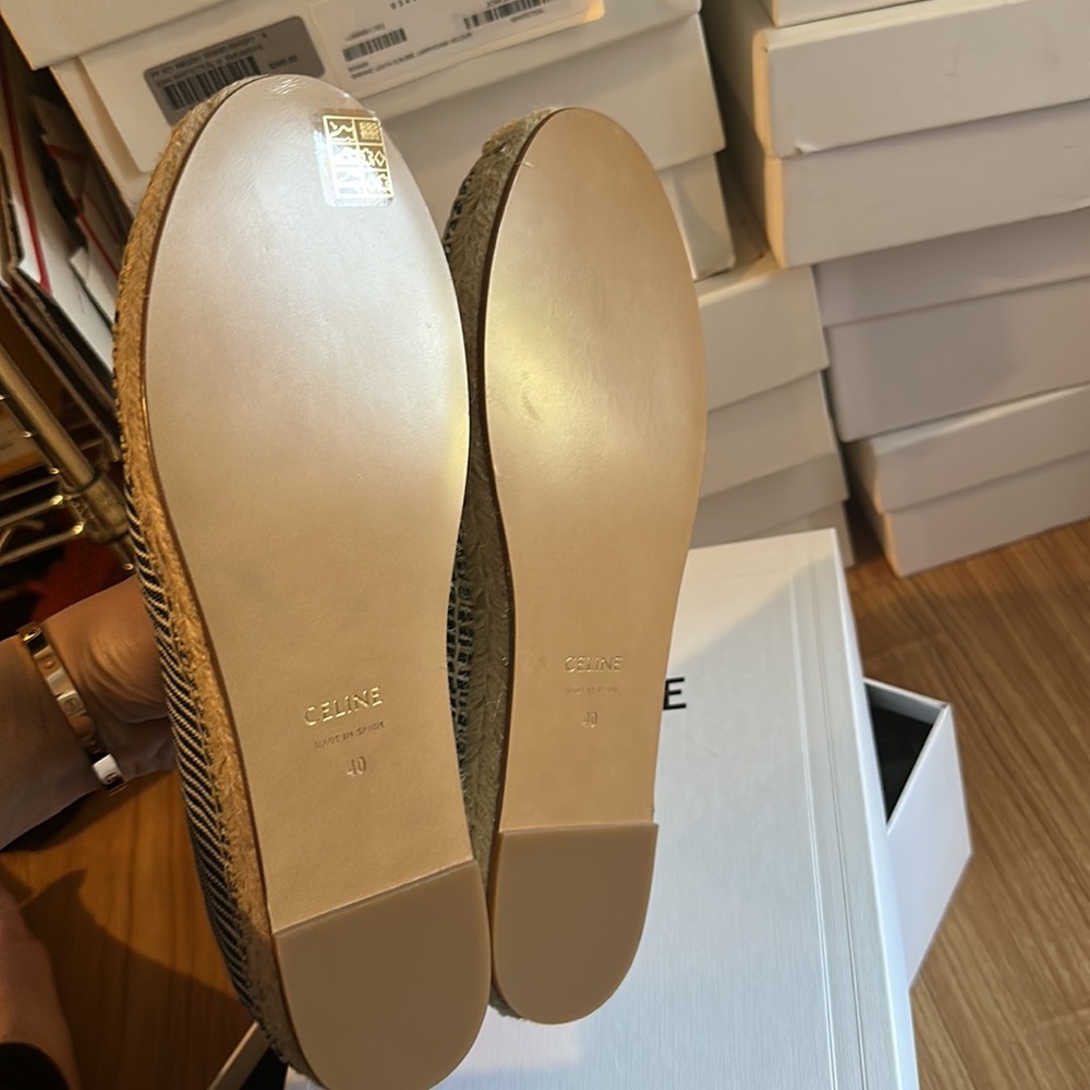 celine espadrille 40 stripped navy white gold cute summer vacation - Picture 5 of 7